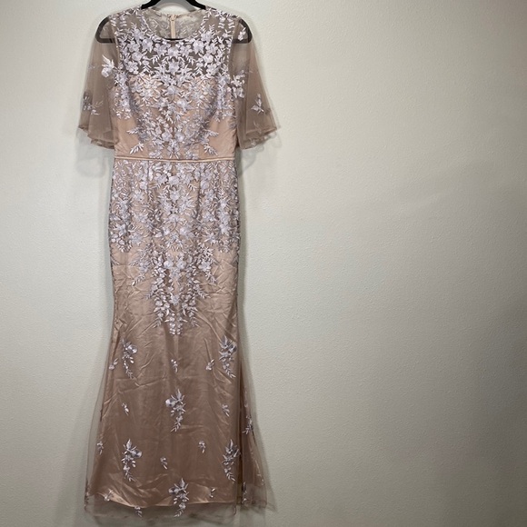 JS Collection floral embroidered gown maxi flutter sleeve - Picture 1 of 11